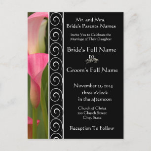 Beautiful Elegant Pink Cala Lily Invitation