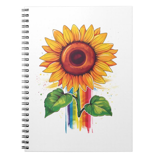 beautiful elegant print with a sunflower  notebook (Front)