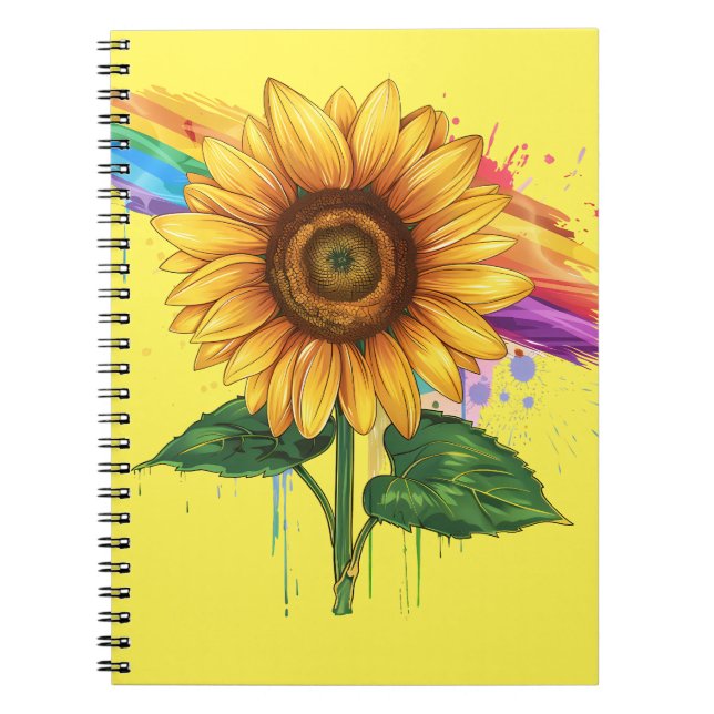 beautiful elegant print with a sunflower notebook (Front)