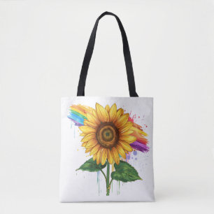 beautiful elegant print with a sunflower tote bag