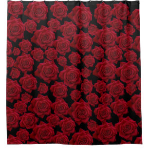 Beautiful & Elegant Red Rose Bloom Pattern Shower Curtain