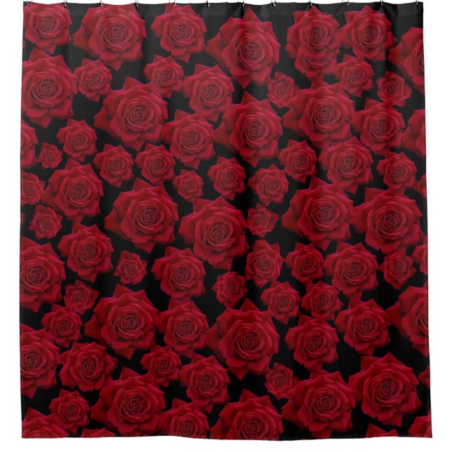 Beautiful & Elegant Red Rose Bloom Pattern Shower Curtain (Front)