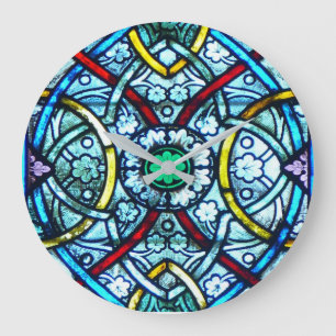 Beautiful Elegant Stained Glass Notre Dame Paris Large Clock