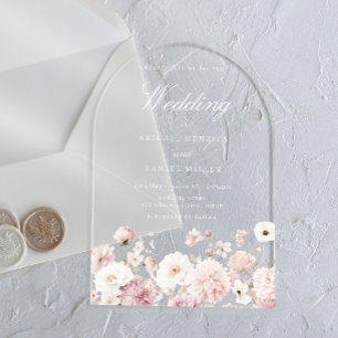 Beautiful Elegant Stunning Floral Wedding Acrylic Invitations