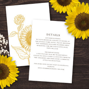 Beautiful Elegant Sunflowers Fall Wedding Enclosure Card