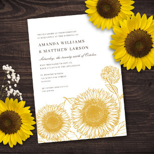 Beautiful + Elegant Sunflowers Fall Wedding Invitation