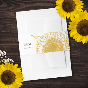 Beautiful + Elegant Sunflowers Fall Wedding Invitation Belly Band