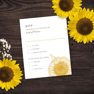 Beautiful + Elegant Sunflowers Fall Wedding Reply  RSVP Card