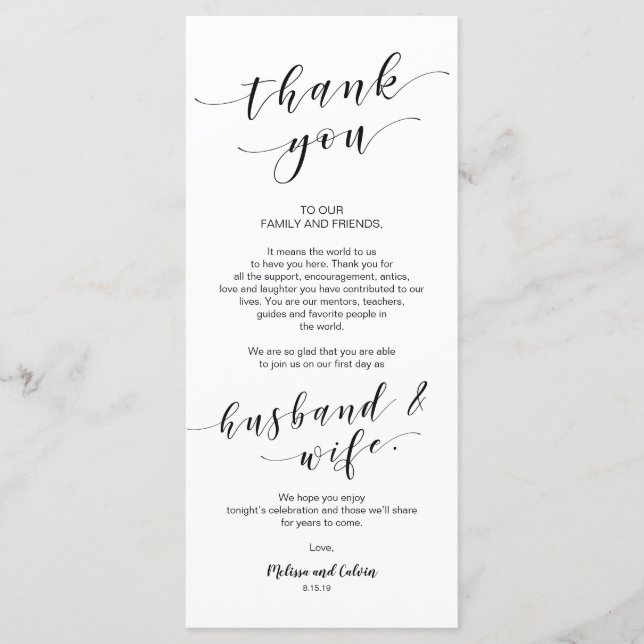 Beautiful Elegant Thank you place setting card (Front)
