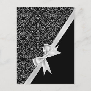 Beautiful elegant trendy black and white damask postcard