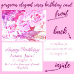 Beautiful Elegant Watercolor Roses Happy Birthday Card<br><div class="desc">These pretty heirloom roses were growing in my garden, climbing an arbor and showing off the softest shade of pale pink. I kept playing with the photograph until I had this lovely watercolor effect. This is a simple, yet stunning, Happy Birthday card for someone special. The inside is easily customised,...</div>