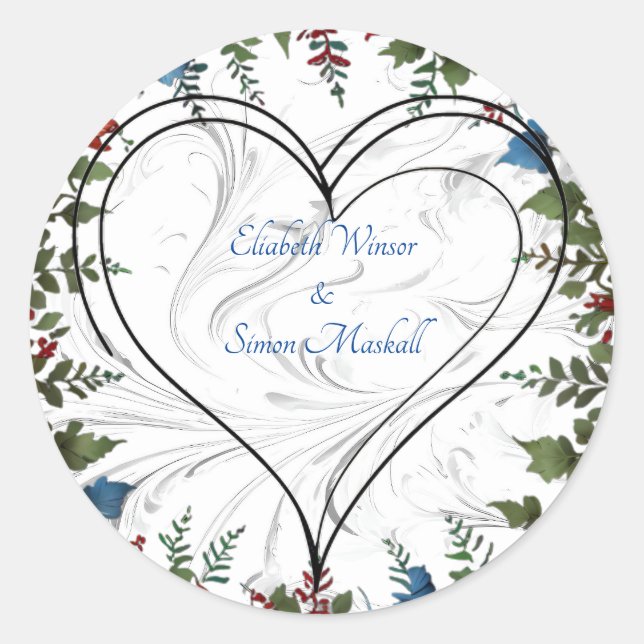Beautiful,elegant & whimsical wedding themed decor classic round sticker (Front)