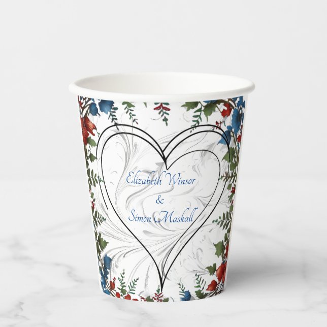 Beautiful,elegant & whimsical wedding themed decor paper cups (Front)