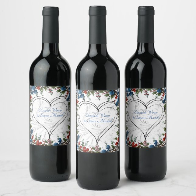 Beautiful,elegant & whimsical wedding themed decor wine label (Bottles)