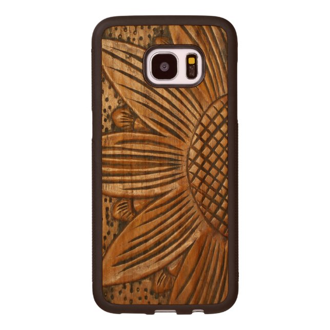Beautiful Elegant Wooden Sunflower Print Wood Wood Samsung Galaxy S7 Edge Case (Back)