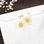 Beautiful Elegant Yellow Sunflowers Autumn Wedding Square Sticker<br><div class="desc">This beautiful autumn inspired wedding favour sticker features a single yellow sunflower bloom. This elegant design is a fabulous choice for a rustic yet elegant summer/autumn wedding. See the collection for coordinating items!</div>