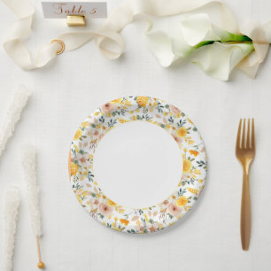Beautiful elegant Yellow Sunshine floral Paper Plate