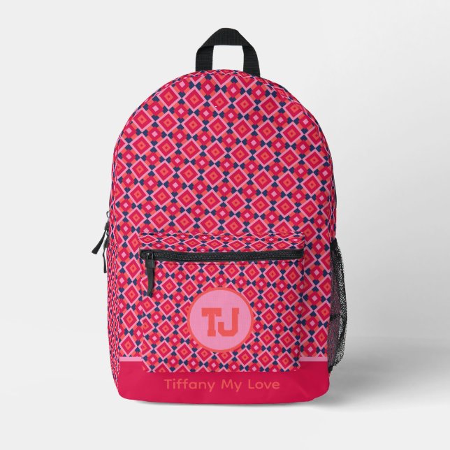 Beautiful Elementary Student Monogrammed Backpack  (Front)