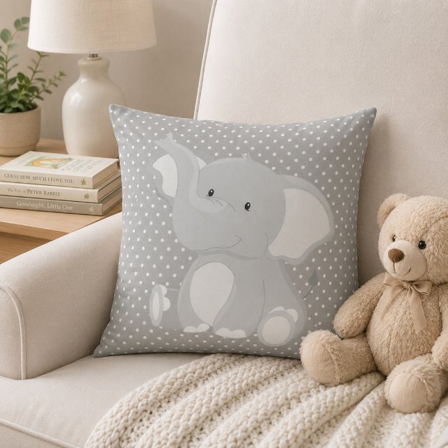 Beautiful Elephant Grey and White Polka Dot Cushion (Creator Uploaded)