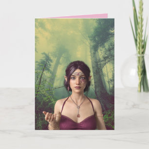 BEAUTIFUL ELF GIRL FOREST FRIEND VALENTINE'S DAY CARD