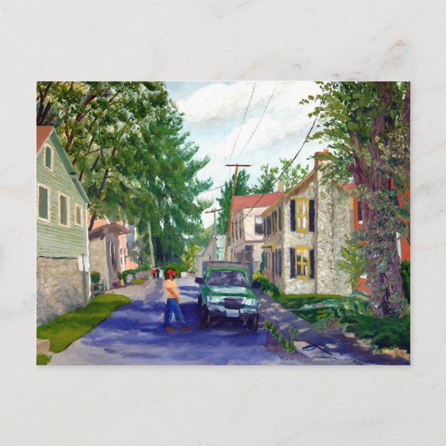 Beautiful Elsah Illinois Street Scene Postcard (Front)