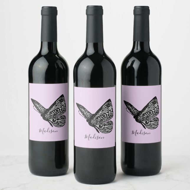 Beautiful embellished butterfly wine label (Bottles)