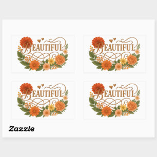 Beautiful Embroidered Style Rectangle Stickers