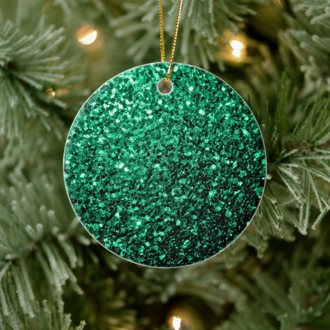 Beautiful Emerald Green glitter sparkles Ceramic Tree Decoration (Tree)