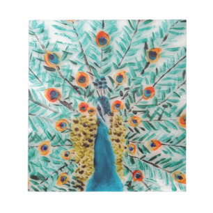 Beautiful Emerald Green Turquoise Peacock Notepad