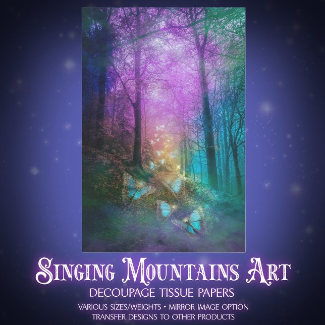 Beautiful Enchanted Forest Butterflies Decoupage  Tissue Paper (Creator Uploaded)
