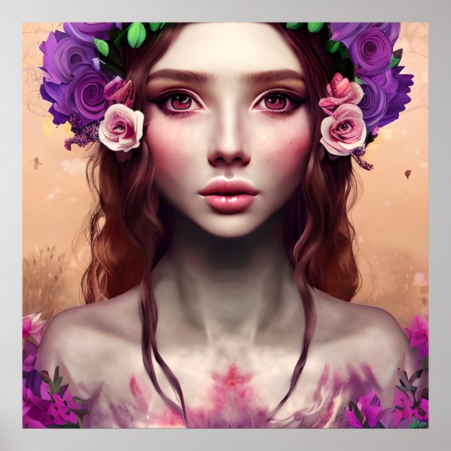 Beautiful Enchantress Fantasy AI Art   Poster (Front)