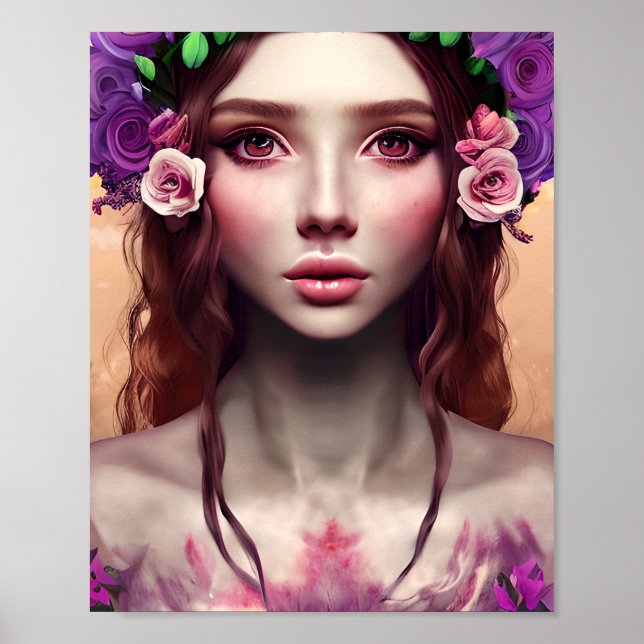 Beautiful Enchantress Fantasy AI Art   Poster (Front)