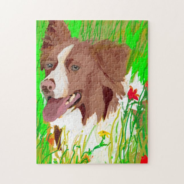 Beautiful Energetic Border Collie Jigsaw Puzzle (Vertical)