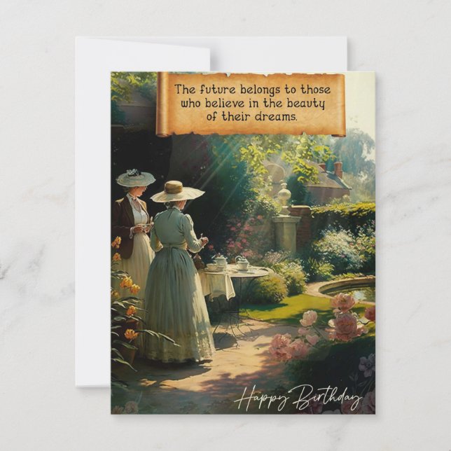 Beautiful English Garden Tea Happy Birthday Card (Front)