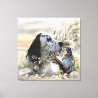 Beautiful English Setter with Pheasant , Art