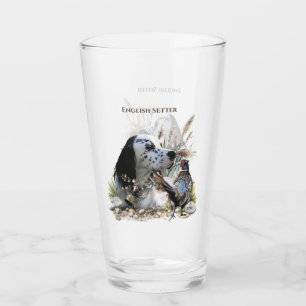 Beautiful English Setter with Pheasant ,  Art  Glass