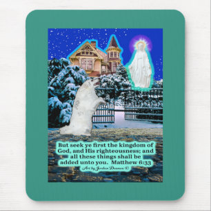 Beautiful Eskie and Angel Scripture Matthew 6:33 Mouse Mat