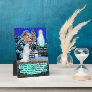 Beautiful Eskie and Angel Scripture Matthew 6:33 Plaque