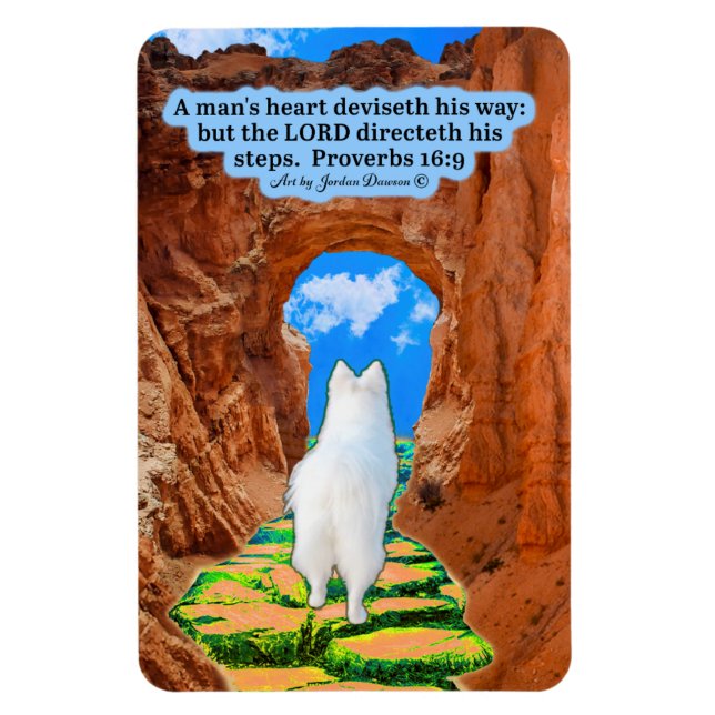 Beautiful Eskie Scripture Magnet Proverbs 16:9 (Vertical)
