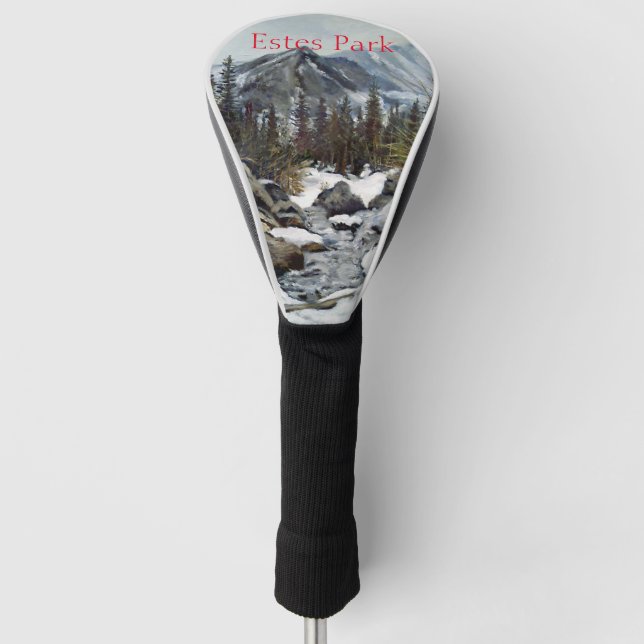 Beautiful Estes Park Colorado Winter Stream Golf Head Cover (Front)