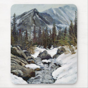 Beautiful Estes Park Colorado Winter Stream Mouse  Mat