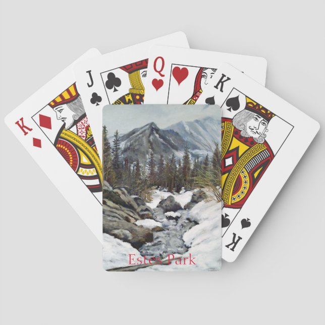 Beautiful Estes Park Colorado Winter Stream Playing Cards (Back)
