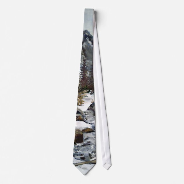 Beautiful Estes Park Colorado Winter Stream Tie (Front)