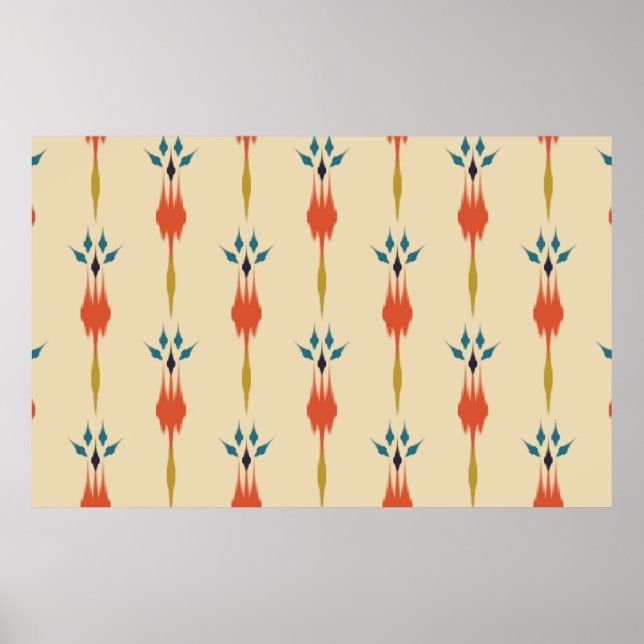 Beautiful Ethnic abstract ikat art. Seamless Kasur Poster (Front)