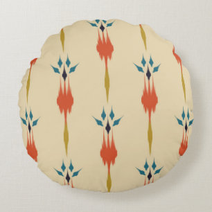 Beautiful Ethnic abstract ikat art. Seamless Kasur Round Cushion