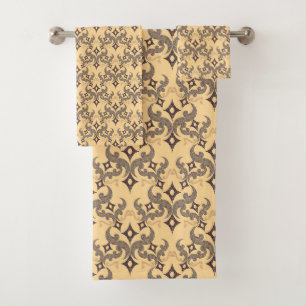 Beautiful ethnic Damascus pattern pointillism Bath Towel Set