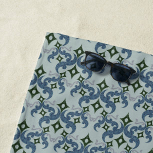 Beautiful ethnic Damascus pattern pointillism Beach Towel