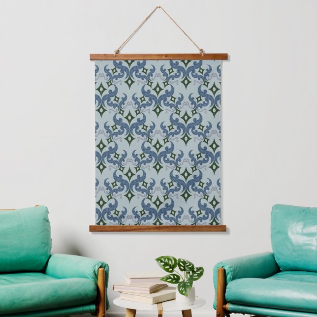 Beautiful ethnic Damascus pattern pointillism Hanging Tapestry (Living Room)
