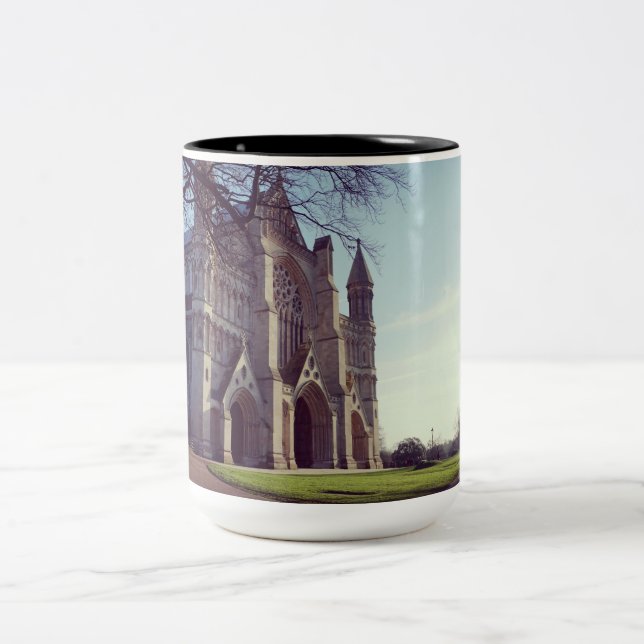 Beautiful European Cathedral Two-Tone Coffee Mug (Center)