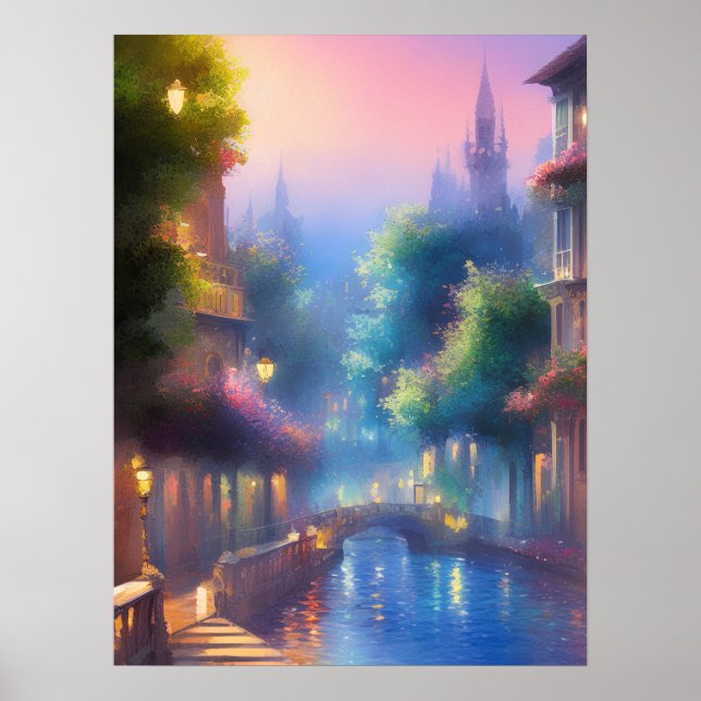 Beautiful Evening Street Mote View, Digital Art  Poster (Front)
